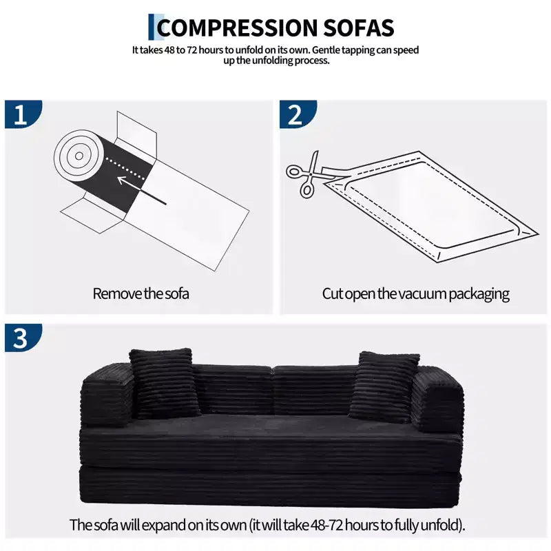80.7 καναπές-κρεβάτι 5-σε-1 Convertible Sleeper - Κοτλέ, 1200 lbs, Χωρίς συναρμολόγηση