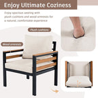4-teiliges Gartensofaset für 5 Personen mit Couchtisch aus Massivholz und abnehmbaren Kissen
