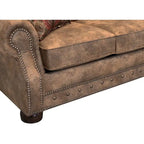 Rustikales Rancho-Schlafsofa mit braunem Wildlederstoffbezug – 37 x 86 x 40