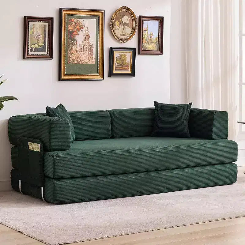 5-in-1-Schlafsofa, 78,8 Zoll, modulares Corduroy-Schlafsofa mit stabilem Rahmen, vielseitiger Futon für kleine Räume, Wohnzimmer und Gästezimmer