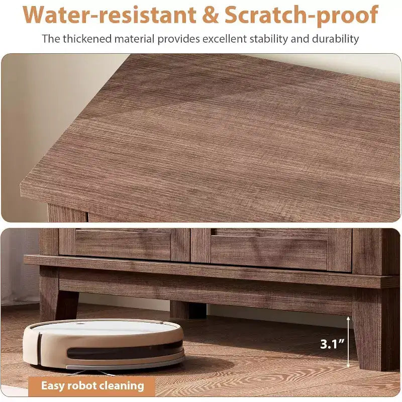 Rustikaler 80-cm-Stauraumschrank mit Lamellentüren, 3-fach höhenverstellbar, Doppeltürenschrank für Küche, Esszimmer und Homeoffice