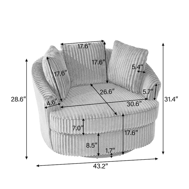 Set di 2 poltrone girevoli a conchiglia oversize da 43 W in morbido velluto a coste con cuscini
