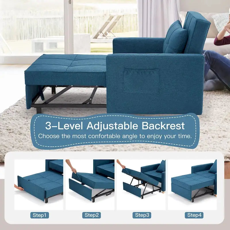 Poltrona letto regolabile, trasformabile 3-in-1, disponibile in più colori, per 1 persona