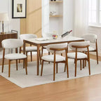 Juego de 4 sillas de comedor, sillas tapizadas modernas de mediados de siglo para el comedor, sillas de cocina estilo granja con asiento de tela acolchada y patas de madera, beige