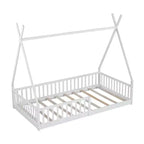 Letto a pavimento per bambini, letti a tenda singoli, letto Montessori a pavimento con doghe e sponde, struttura letto a casetta in legno per bambini e bambine