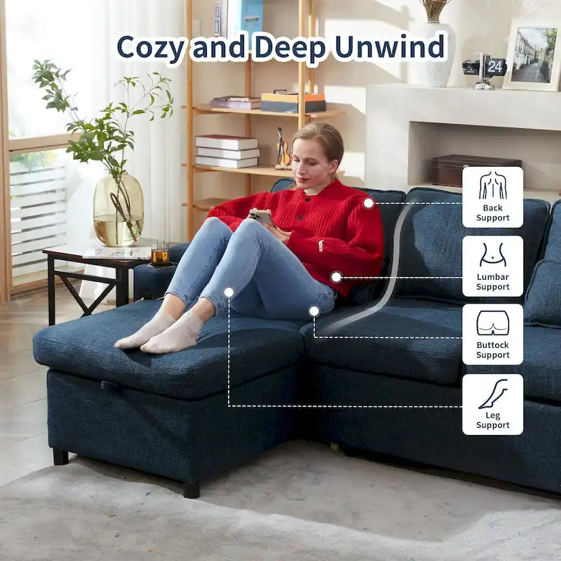 80 L-förmiges Schlafsofa, Schlafsofa mit ausziehbarem Bett, wendbares Schlafsofa