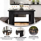 Mesa de comedor rústica Flash Furniture de pino macizo, rectangular, de 46 x 30