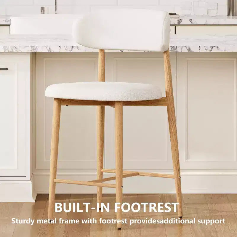 Sgabello da bar ad altezza bancone con seduta imbottita e gambe in metallo, sedia moderna da cucina alta 26,3