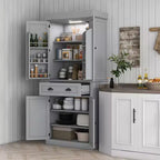 Credenza dispensa da cucina da 71 con luci LED, 6 ripiani sulle ante, un cassetto e 4 ripiani regolabili