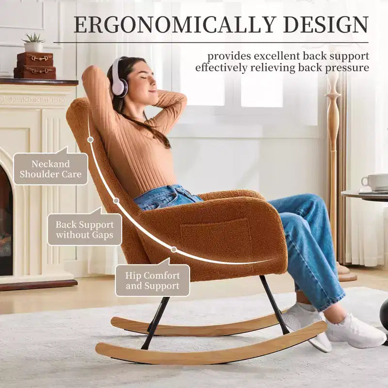 Mecedora para bebé, sillón balancín deslizante para lactancia para la sala de estar, cómodos sillones decorativos para dormitorio, sillones de interior tapizados en felpa tipo teddy
