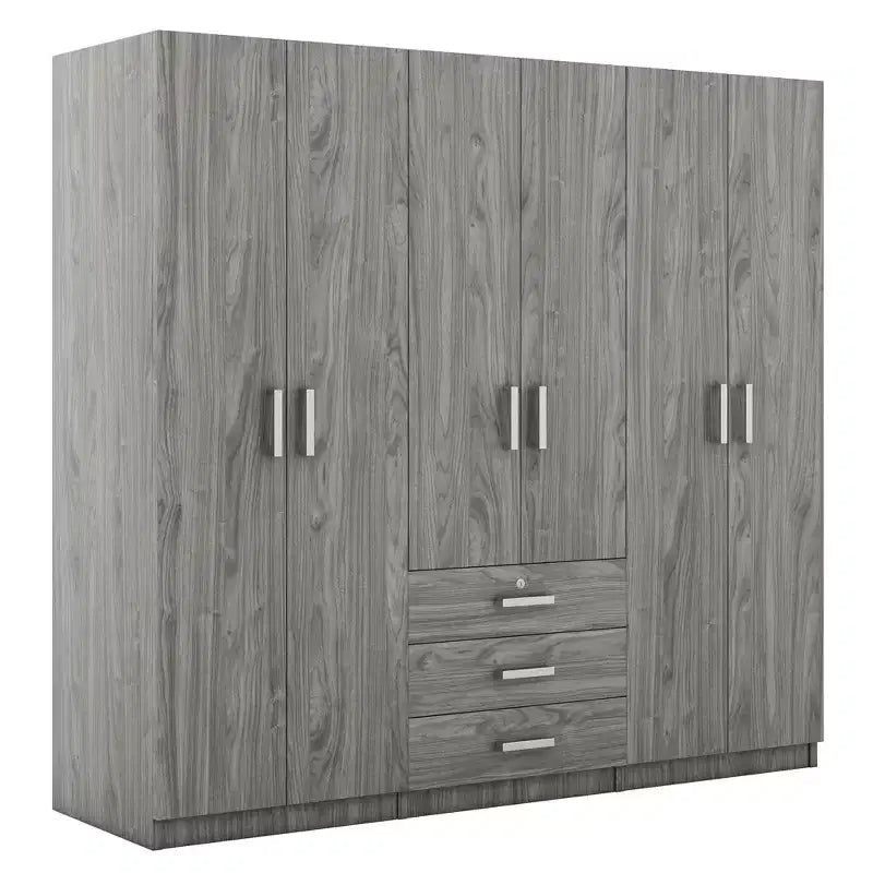 Armario de madera de 6 puertas con cajones para dormitorio