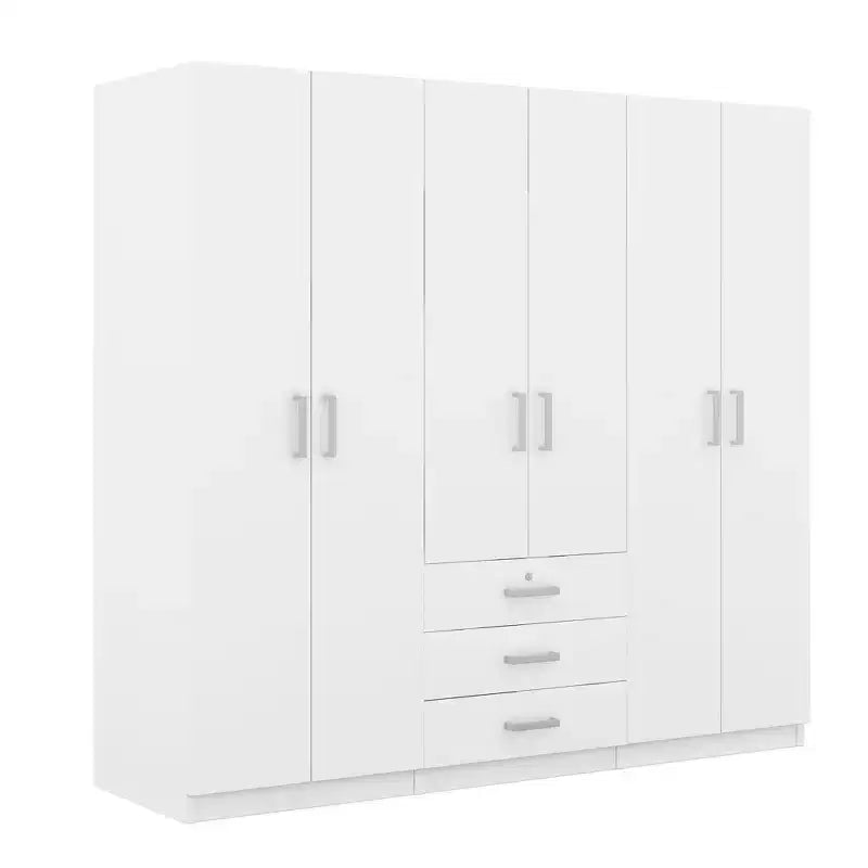 Armario de madera de 6 puertas con cajones para dormitorio