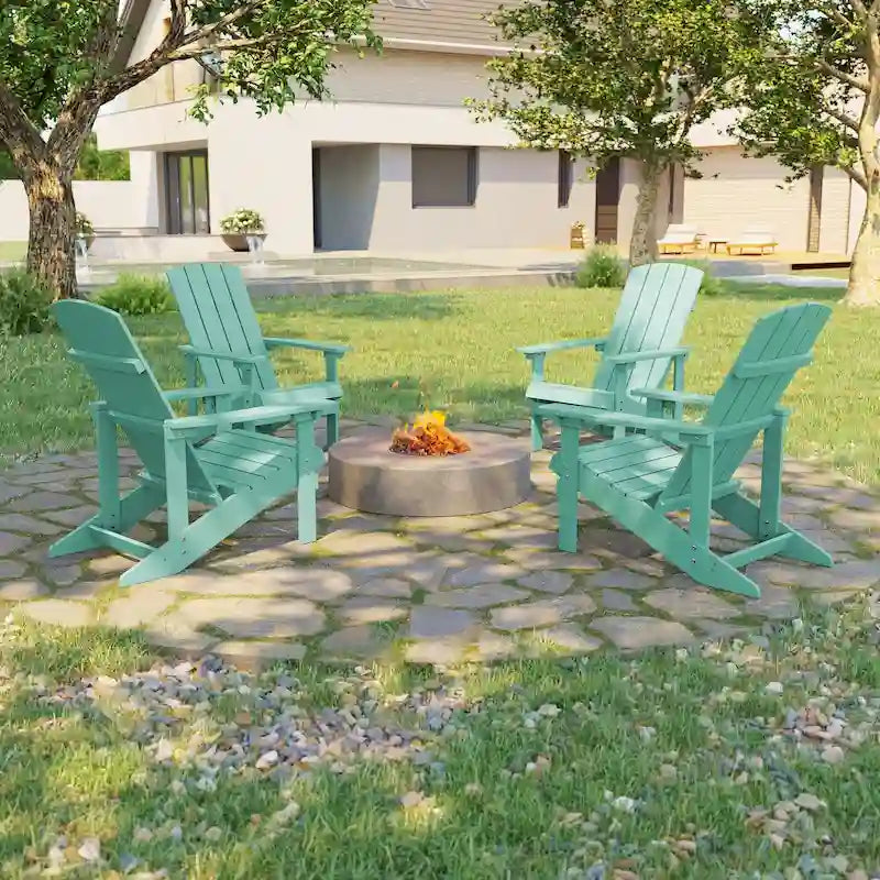 Bonosuki Set di 4 sedie Adirondack da esterno in legno resistente agli agenti atmosferici