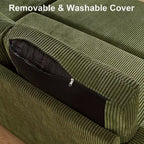 Sofá cama extraíble 2 en 1 Dyonery con chaise longue con almacenamiento, sofá seccional de pana C con puertos USB para sala de estar