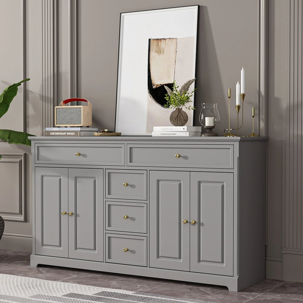 59,1-inch wit buffetdressoir, modern uit het midden van de eeuw, eigentijds, gelakt