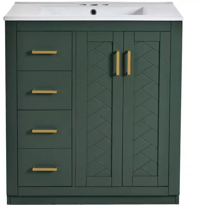 Meuble-lavabo de salle de bains de 30 po à lavabo simple, avec armoire et 3 tiroirs – noir / bleu / vert / indigo / blanc