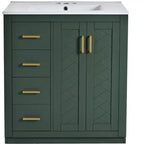 Meuble-lavabo de salle de bains de 30 po à lavabo simple, avec armoire et 3 tiroirs – noir / bleu / vert / indigo / blanc