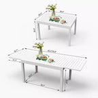 Okak aluminium eettafel voor patio, uitschuifbare tafel voor eetkamer en keuken