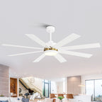 Ventilatore da soffitto nero da 65 pollici con 8 pale, LED, luce e telecomando