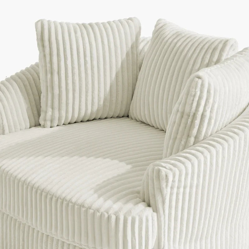 Set di 2 poltrone girevoli a conchiglia oversize da 43 W in morbido velluto a coste con cuscini