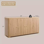 Aparador de cocina con 4 puertas y estantes, aparador moderno grande para almacenamiento, aparador bar para café de 66 pulgadas