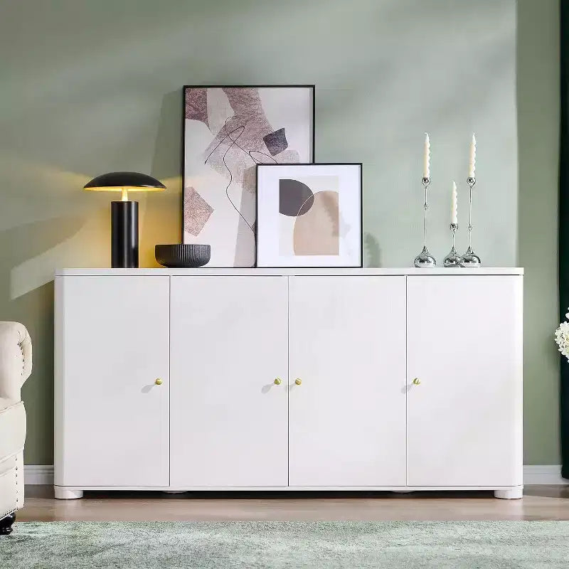 Aparador de cocina con 4 puertas y estantes, aparador moderno grande para almacenamiento, aparador bar para café de 66 pulgadas