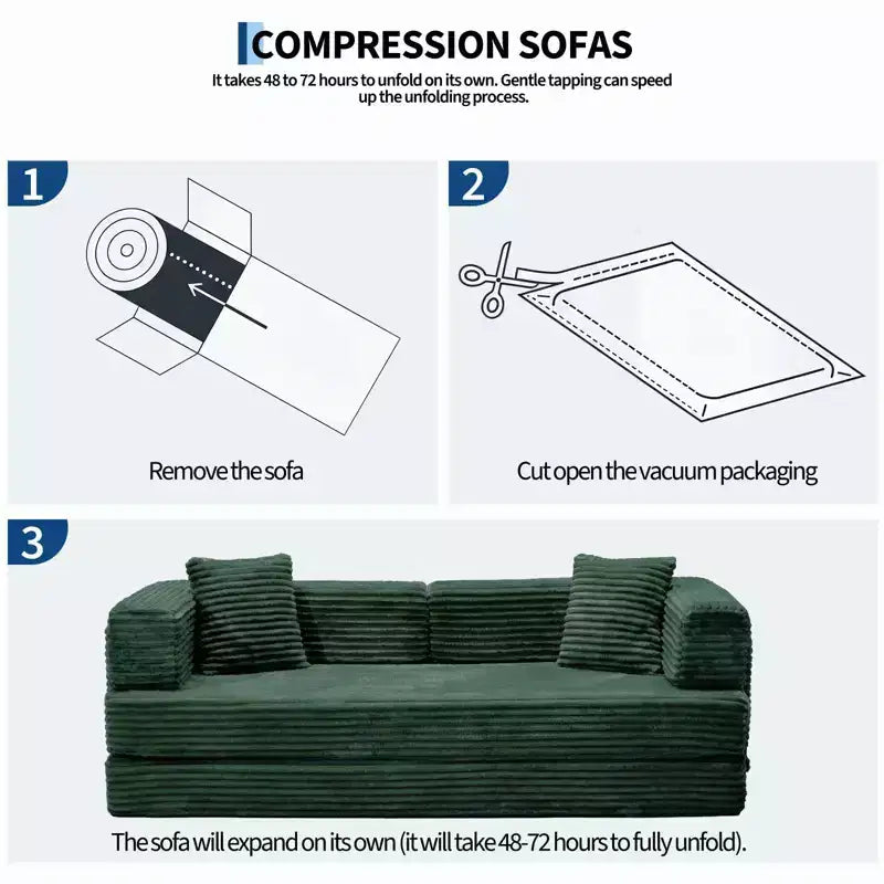 80.7 καναπές-κρεβάτι 5-σε-1 Convertible Sleeper - Κοτλέ, 1200 lbs, Χωρίς συναρμολόγηση