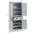 Dispensa da cucina da 72 pollici, mobile tradizionale indipendente con 4 ante e 3 ripiani regolabili, ampio cassetto centrale