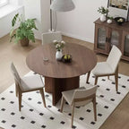 Table à manger ronde PexFix de 45 x 45 en bois massif, finition noyer et pieds élégamment arqués, pour salles à manger et cuisines modernes