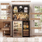Mobile dispensa da cucina Besiost con spazio per mini frigorifero, mobile bar per caffè con ripiano contenitore