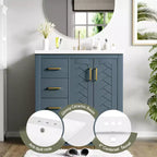 Meuble-lavabo de salle de bains de 30 po à lavabo simple, avec armoire et 3 tiroirs – noir / bleu / vert / indigo / blanc