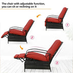 Verstellbarer Relaxsessel für die Terrasse, Lounge-Sofa mit Kissen - 38 (T) x 26.5 (B) x 38.5 (H) ZOLL