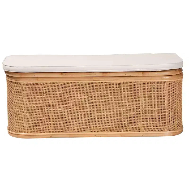 Panca contenitore in rattan naturale bali & pari Ishana, naturale/bianca: rivestimento in poliestere, struttura in compensato, non richiede assemblaggio