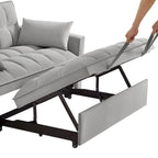 Divano letto loveseat 4 in 1 con braccioli e tasche portaoggetti, divano letto estraibile trapuntato multifunzione con schienale regolabile