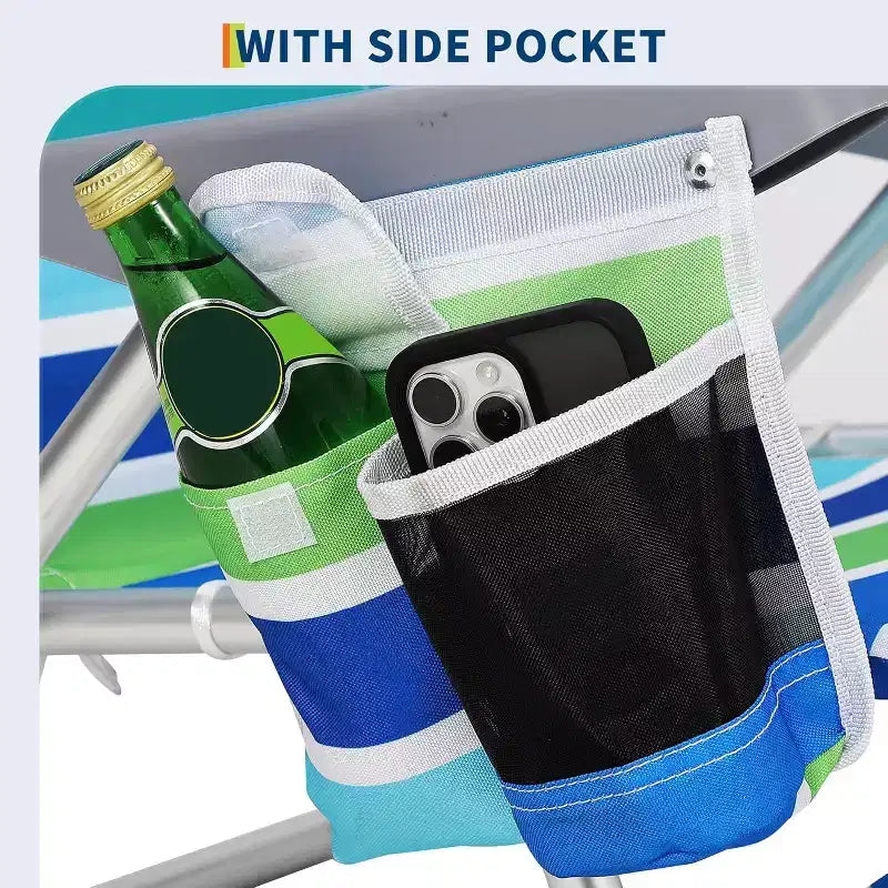 Set da 2 sedie da spiaggia leggere Acekool trasportabili come zaino, pieghevoli in 5 posizioni e reclinabili completamente, per adulti, con cinghie, portabicchiere e portaasciugamano, supportano fino a 300 libbre