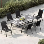 Sillas de patio, juego de 4/6 sillas de comedor apilables para exteriores, ligeras y resistentes a todo tipo de clima, de textileno, con reposabrazos, para jardín y zona de piscina