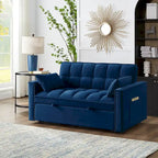 Divano letto loveseat 4 in 1 con braccioli e tasche portaoggetti, divano letto estraibile trapuntato multifunzione con schienale regolabile