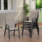 Sillas de patio, juego de 4/6 sillas de comedor apilables para exteriores, ligeras y resistentes a todo tipo de clima, de textileno, con reposabrazos, para jardín y zona de piscina