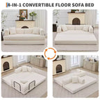 Sofá cama convertible 4 en 1, colchón de suelo plegable de pana sin armazón de 79 pulgadas con almohada, sofá biplaza sin montaje para apartamentos pequeños