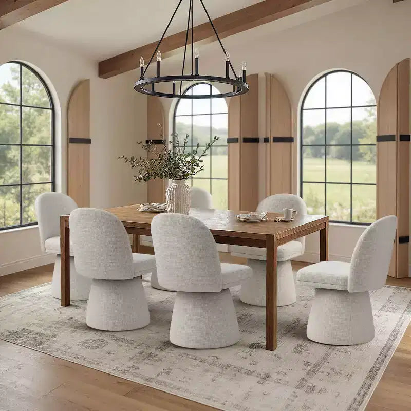 Set di 6 sedie da pranzo moderne girevoli a 360° senza braccioli, con base a piedistallo, eleganti sedie d'accento per cucina, sala da pranzo o ufficio-Panipeachy