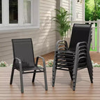 Sillas de patio, juego de 4/6 sillas de comedor apilables para exteriores, ligeras y resistentes a todo tipo de clima, de textileno, con reposabrazos, para jardín y zona de piscina