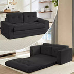 Mjkone 71' 2-in-1 slaapbank, opvouwbare loveseat met geribde stof en knopen, ruimtebesparend