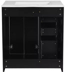 Meuble-lavabo de salle de bains de 30 po à lavabo simple, avec armoire et 3 tiroirs – noir / bleu / vert / indigo / blanc