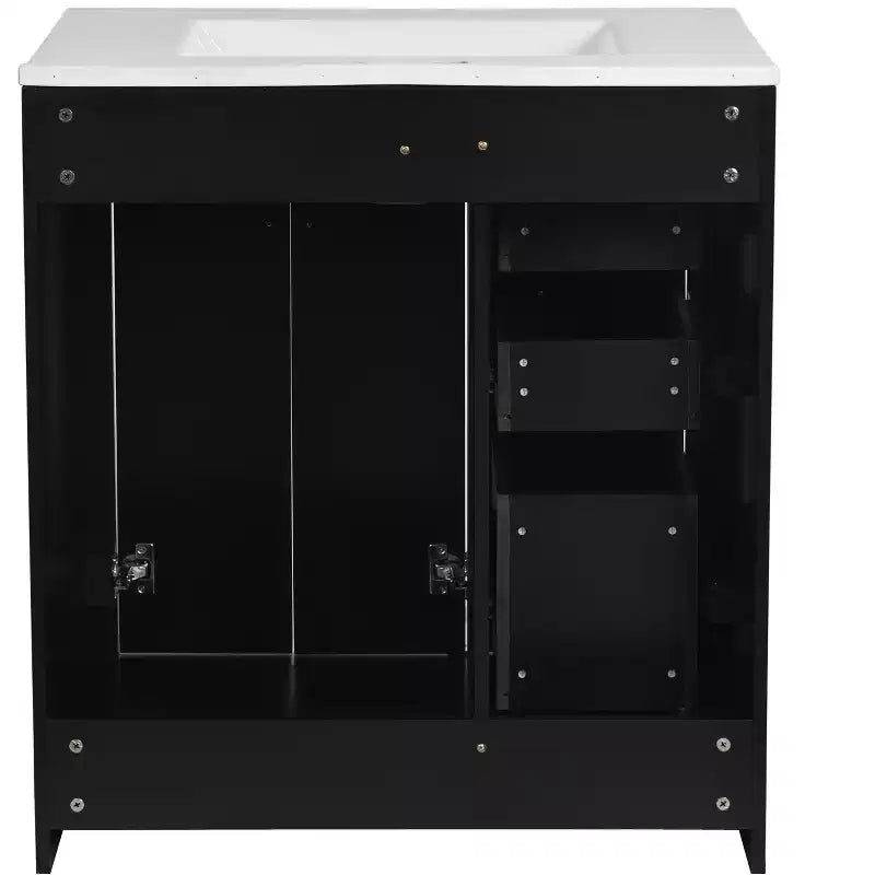 Meuble-lavabo de salle de bains de 30 po à lavabo simple, avec armoire et 3 tiroirs – noir / bleu / vert / indigo / blanc