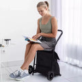 Carrello portapacchi pieghevole 2-in-1 Acekool con borsa impermeabile rimovibile, cuscino del sedile spesso e maniglia regolabile antiscivolo, nero