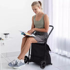 Carrello portapacchi pieghevole 2-in-1 Acekool con borsa impermeabile rimovibile, cuscino del sedile spesso e maniglia regolabile antiscivolo, nero