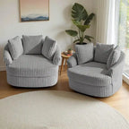 Set di 2 poltrone girevoli a conchiglia oversize da 43 W in morbido velluto a coste con cuscini