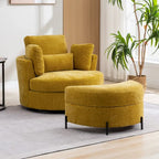 Sillón decorativo giratorio tapizado de 42.3W con 4 cojines y otomana de almacenamiento en forma de media luna