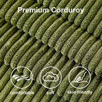 Sofá cama extraíble 2 en 1 Dyonery con chaise longue con almacenamiento, sofá seccional de pana C con puertos USB para sala de estar