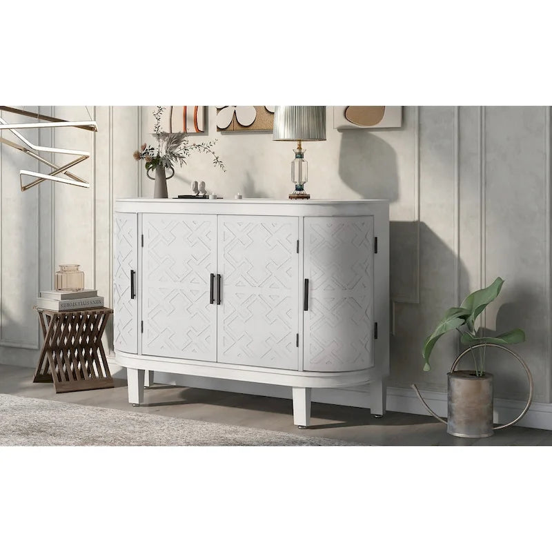 Credenza contenitore decorativa in legno con ante dal motivo antico per corridoio, ingresso, soggiorno e camera da letto